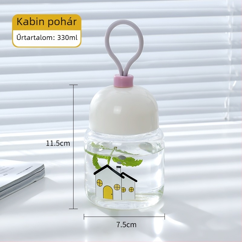 Mini hőálló üvegpohár otthoni használatra, fedéllel és szívószállal, tejhez, kávéhoz és szójatejhez.