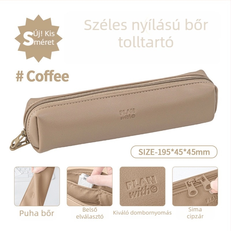 Planwith PU bőr tolltartó széles nyílással, vízálló, nagy kapacitású, diákoknak