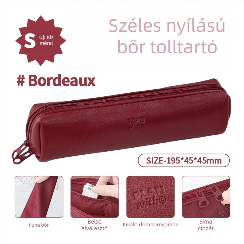 Planwith PU bőr tolltartó széles nyílással, vízálló, nagy kapacitású, diákoknak
