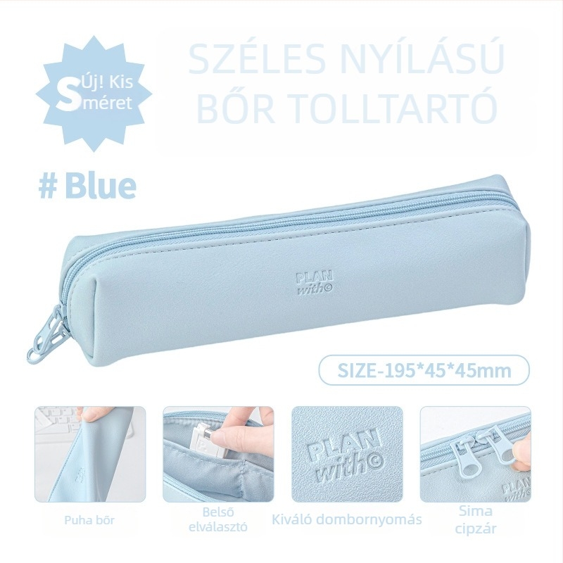Planwith PU bőr tolltartó széles nyílással, vízálló, nagy kapacitású, diákoknak