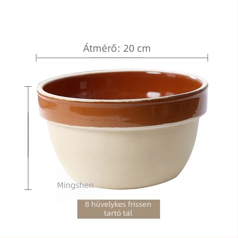 Retro kerámia gőzölő tál rizshez és zöldségekhez, kerek agyag tál, mikrózható, éttermi használatra