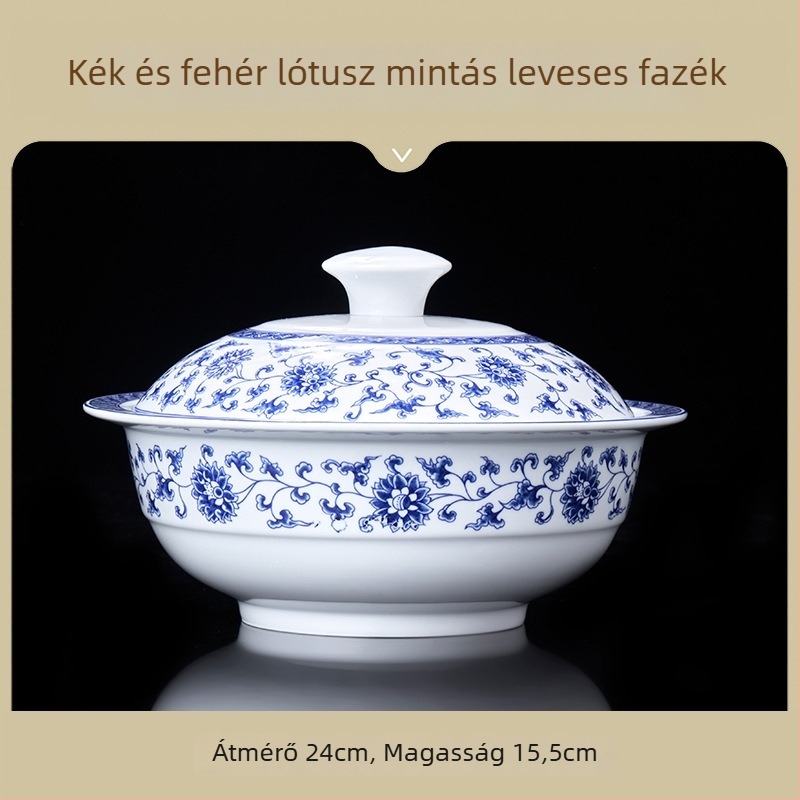 Rizstál kerámia, nemzeti stílus, retro kék-fehér porcelán, elegáns kerámia étkészlet