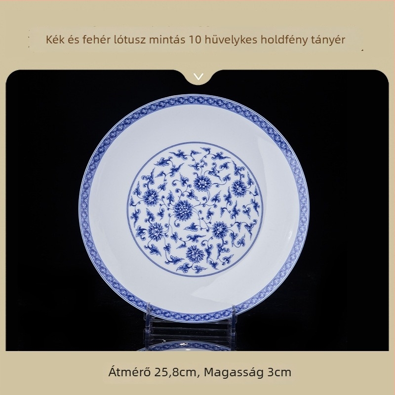 Rizstál kerámia, nemzeti stílus, retro kék-fehér porcelán, elegáns kerámia étkészlet