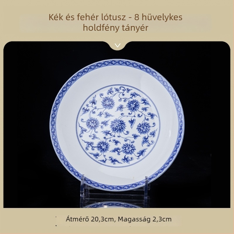 Rizstál kerámia, nemzeti stílus, retro kék-fehér porcelán, elegáns kerámia étkészlet