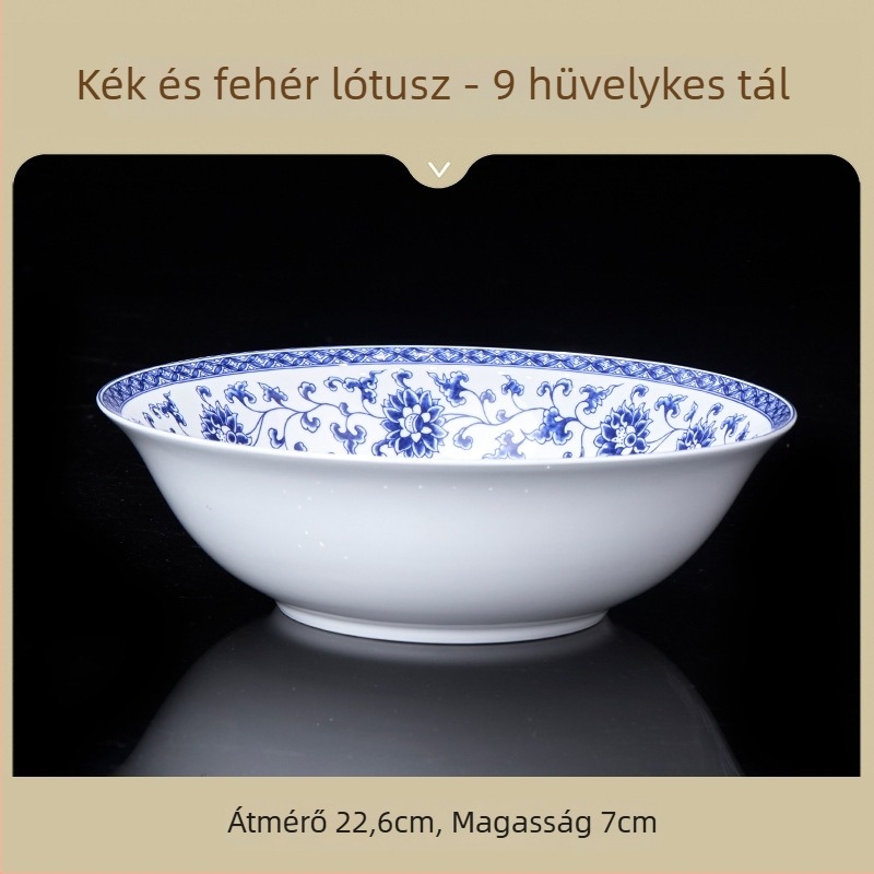 Rizstál kerámia, nemzeti stílus, retro kék-fehér porcelán, elegáns kerámia étkészlet