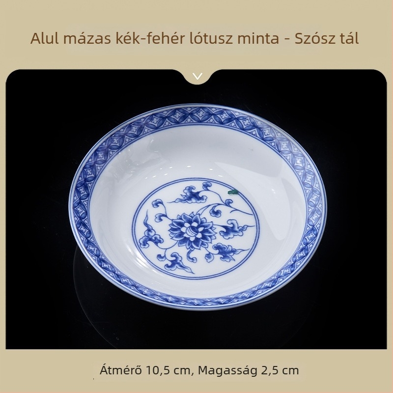 Rizstál kerámia, nemzeti stílus, retro kék-fehér porcelán, elegáns kerámia étkészlet