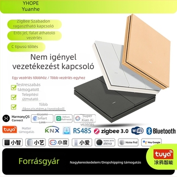 Kör alakú Zigbee vezeték nélküli falikapcsoló öntapadó szereléshez, távirányító, falon át történő vezérlés, otthoni használatra