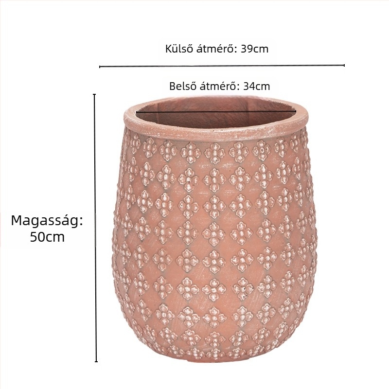 Magnézium-agyagból készült virágcserép európai–amerikai modern művészeti stílusban, nappalira, bel- és kültéri használatra, padlón álló, extra nagy méret zöld növényekhez