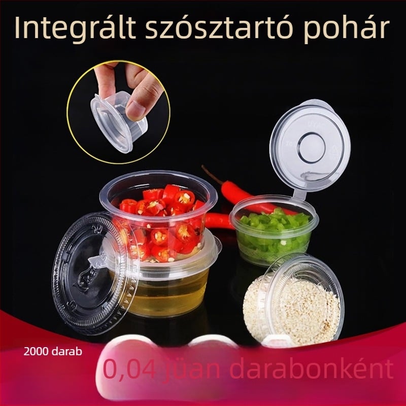 Egyszer használatos szósz pohár, kerek PP tartály szószokhoz, ecet és chililolaj számára, dip doboz, 1 oz–5 oz, 100 ml alatt