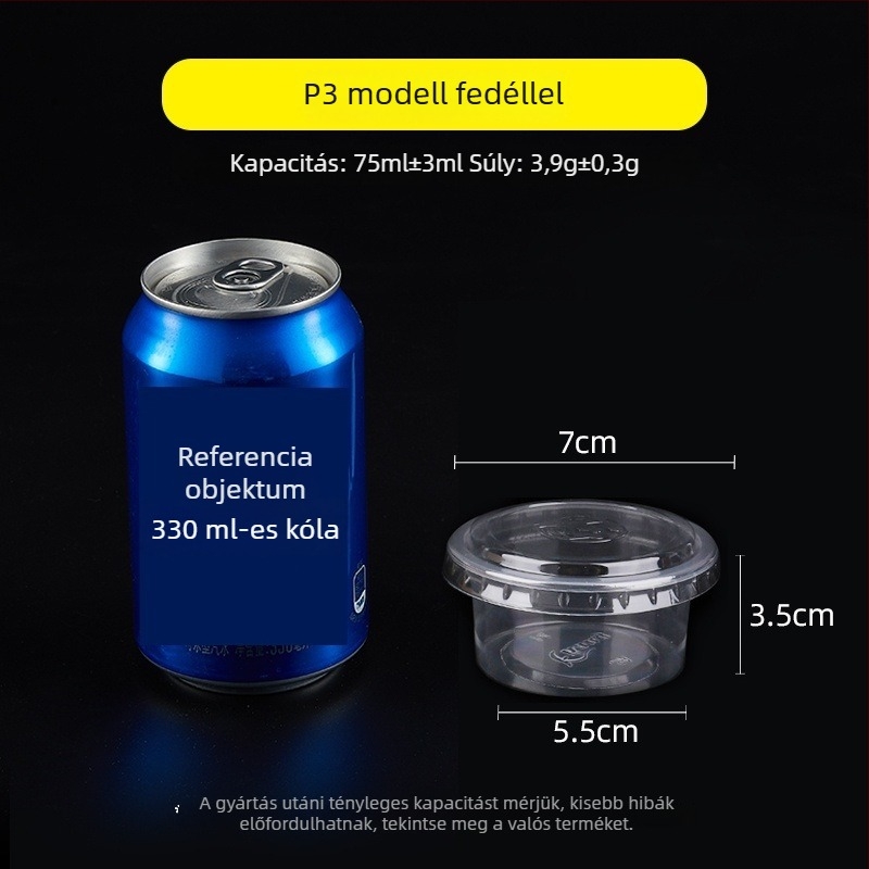 Egyszer használatos szósz pohár, kerek PP tartály szószokhoz, ecet és chililolaj számára, dip doboz, 1 oz–5 oz, 100 ml alatt