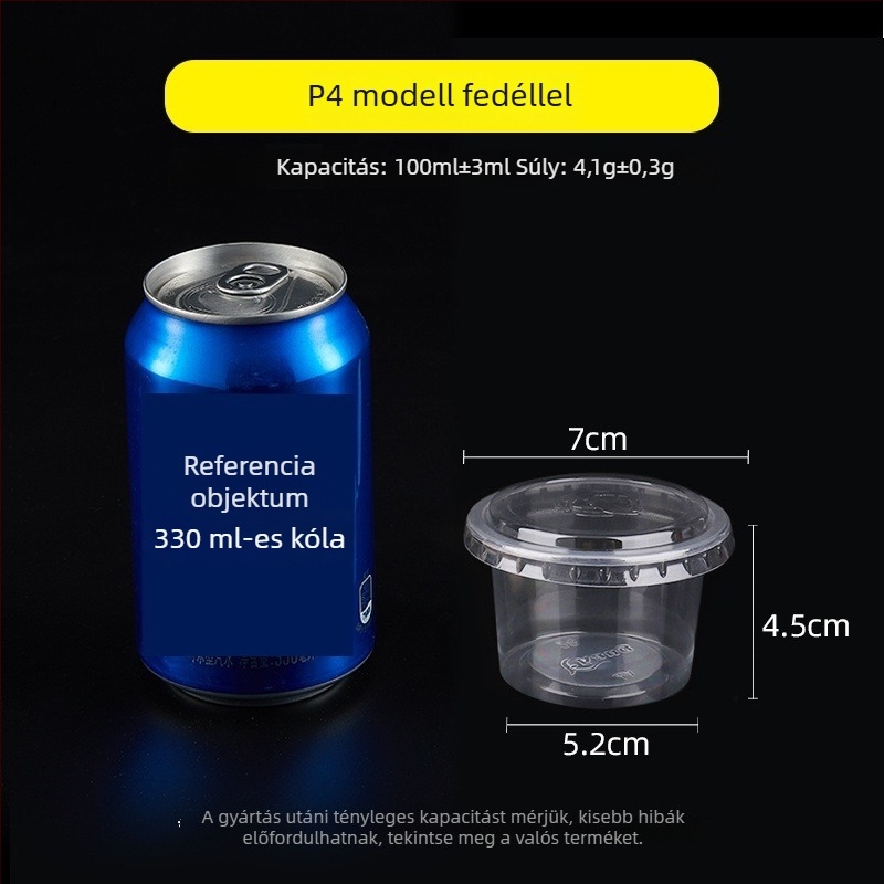 Egyszer használatos szósz pohár, kerek PP tartály szószokhoz, ecet és chililolaj számára, dip doboz, 1 oz–5 oz, 100 ml alatt
