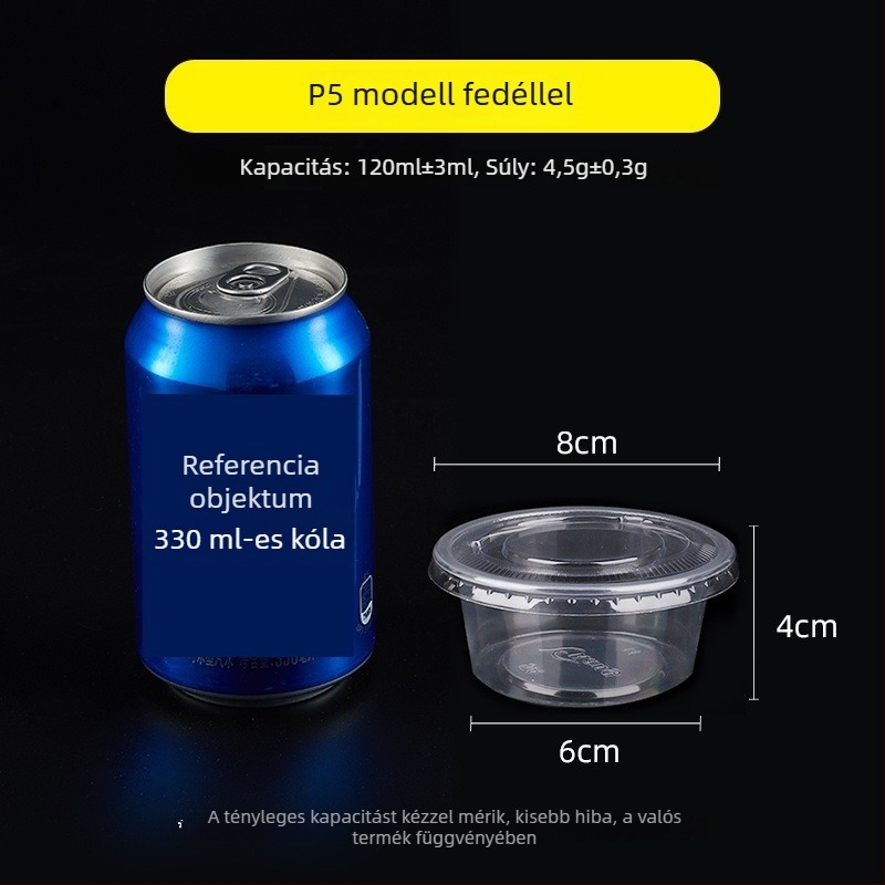 Egyszer használatos szósz pohár, kerek PP tartály szószokhoz, ecet és chililolaj számára, dip doboz, 1 oz–5 oz, 100 ml alatt