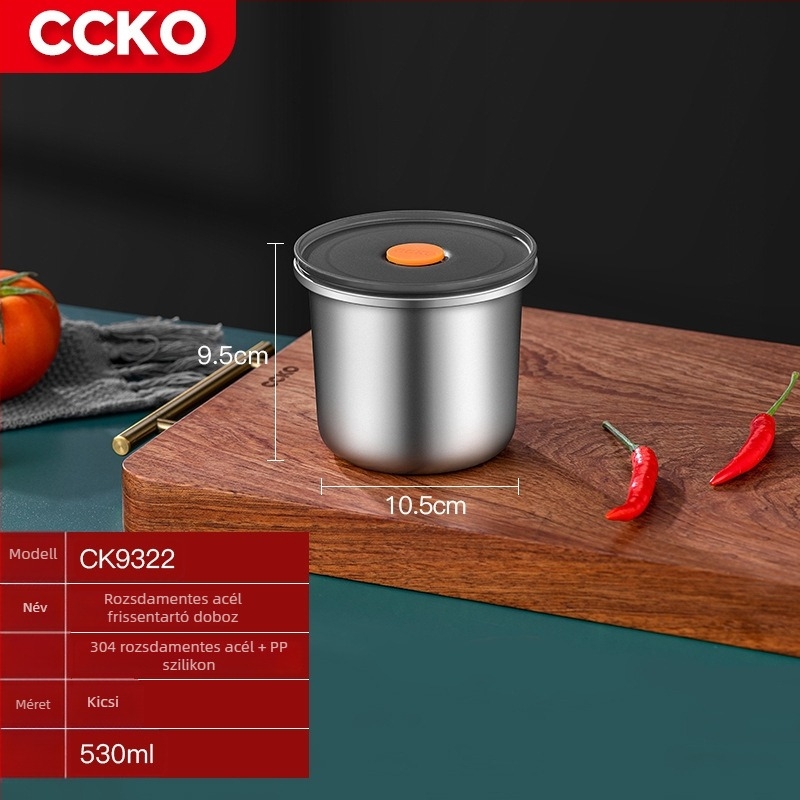 CCKO 304 rozsdamentes acélból készült élelmiszer-tároló doboz, háztartási osztály, gyümölcsökhöz való ebédes doboz, zárt fedéllel