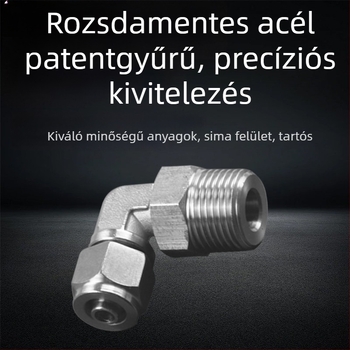 304 rozsdamentes acél pneumatikus gyors-tekeréses csatlakozó PL8-01 záróanya, derékszögű külső menet, univerzálisan forgó pneumatikus könyök, 6-1