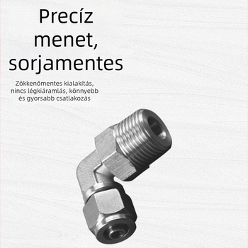 304 rozsdamentes acél pneumatikus gyors-tekeréses csatlakozó PL8-01 záróanya, derékszögű külső menet, univerzálisan forgó pneumatikus könyök, 6-1