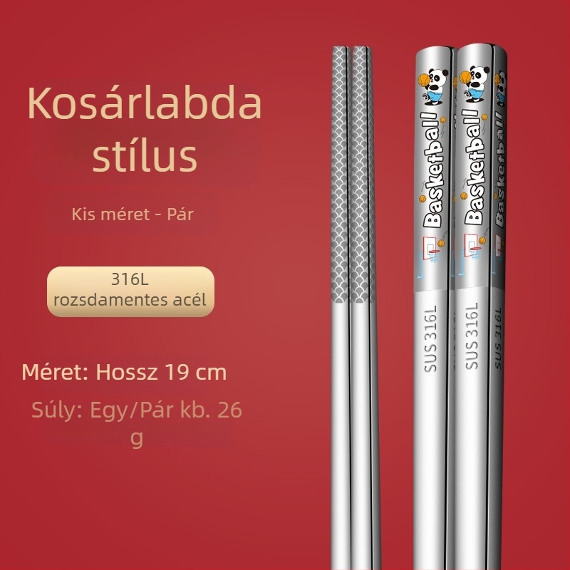 Személyre szabott 316 rozsdamentes acél evőpálcikák, háztartási használatra, személyenként egy pálcika, teljes négyzetes kivitel, lézerlogó