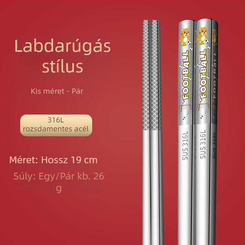Személyre szabott 316 rozsdamentes acél evőpálcikák, háztartási használatra, személyenként egy pálcika, teljes négyzetes kivitel, lézerlogó