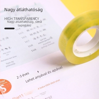Átlátszó keskeny irodai ragasztószalag iskolai használatra, irodai korrekciókhoz és virágüzletben történő csomagoláshoz