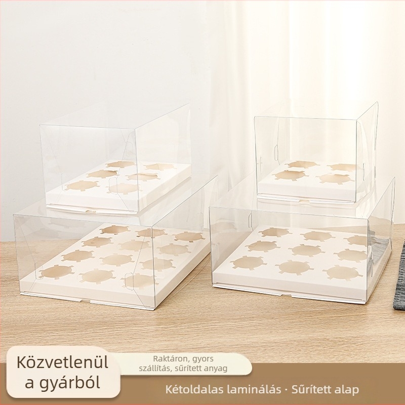 Cupcake csomagoló doboz, átlátszó muffin forma doboz, 2, 4, 6 vagy 9 darabos készlet
