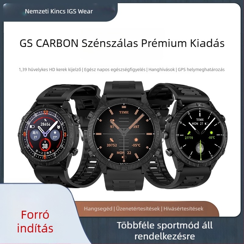 GS CARBON Bluetooth HD okosóra egészségügyi és sportos értesítésekkel, többfunkciós hívási lehetőségekkel