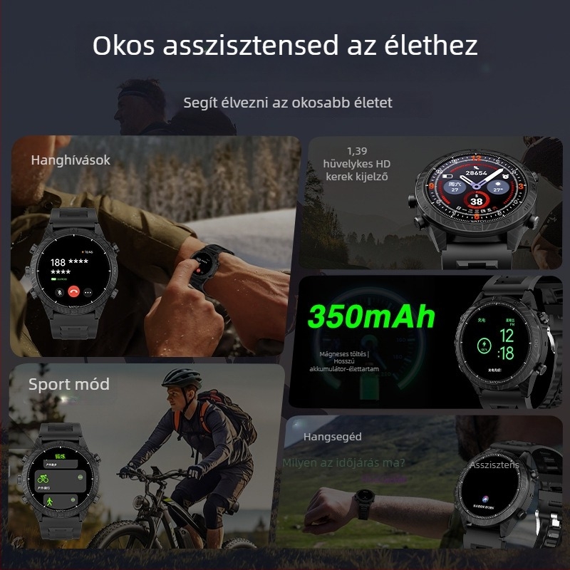 GS CARBON Bluetooth HD okosóra egészségügyi és sportos értesítésekkel, többfunkciós hívási lehetőségekkel