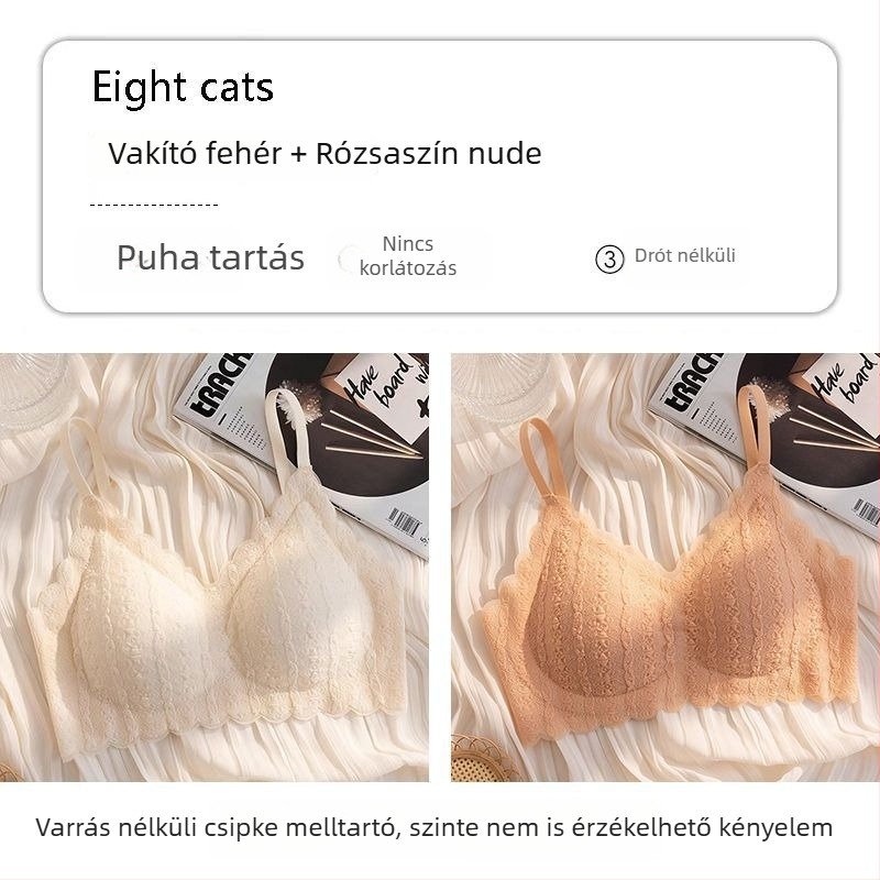 Zökkenőmentes csipkés melltartó kis keblekhez, push-up hatás, acélgyűrű nélkül, hátformázó