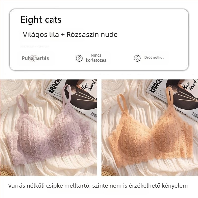 Zökkenőmentes csipkés melltartó kis keblekhez, push-up hatás, acélgyűrű nélkül, hátformázó