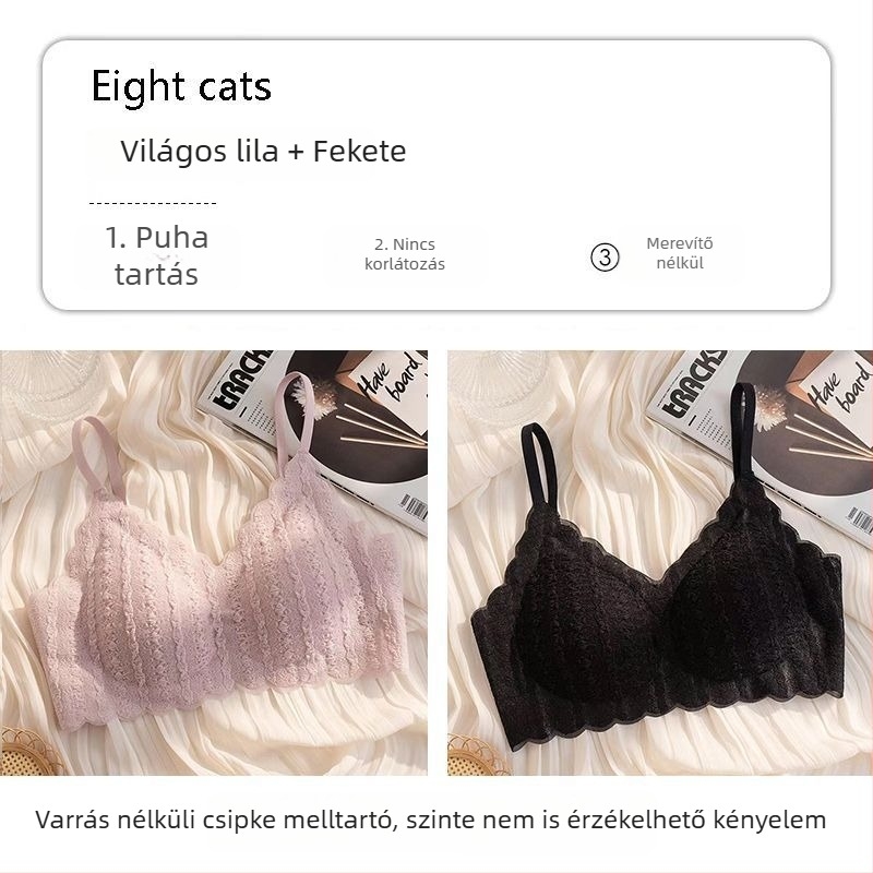 Zökkenőmentes csipkés melltartó kis keblekhez, push-up hatás, acélgyűrű nélkül, hátformázó
