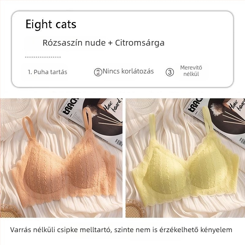 Zökkenőmentes csipkés melltartó kis keblekhez, push-up hatás, acélgyűrű nélkül, hátformázó
