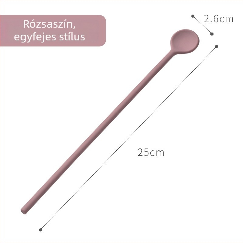Élelmiszer-minőségű szilikon, dupla végű spatula és keverőkanál hosszú nyéllel, mézhez és tejporhoz, magas hőmérsékletnek ellenálló