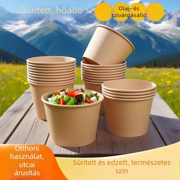Természetes színű, vastag, egyszer használatos papírtál, kör alakú ebédtál, otthoni használatra, gyümölcs, kemping és instant tészta számára, Panda nyomtatás