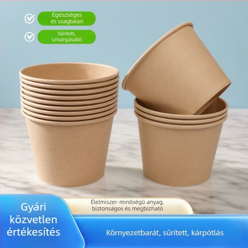 Természetes színű, vastag, egyszer használatos papírtál, kör alakú ebédtál, otthoni használatra, gyümölcs, kemping és instant tészta számára, Panda nyomtatás
