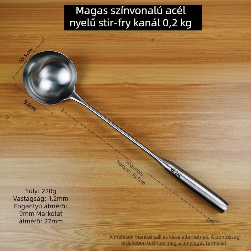 Rozsdamentes acél leveseskanál hosszú nyéllel, otthoni használatra, alkalmas forrófazékhoz és keveréshez, nagy kapacitás, elegáns kialakítás