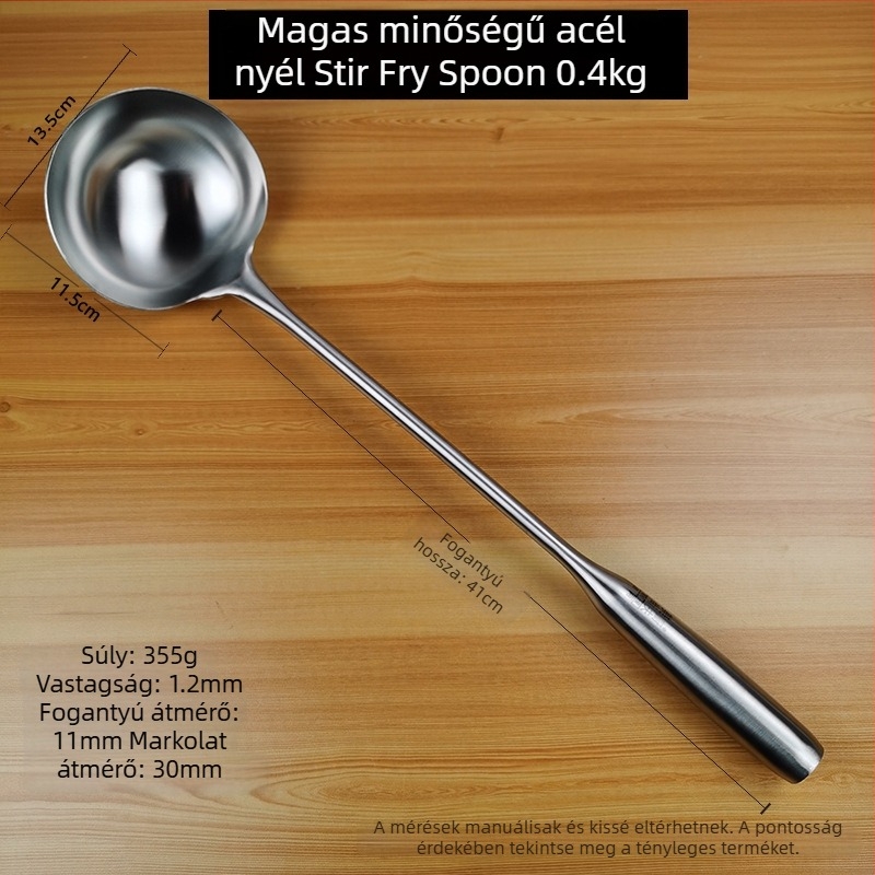 Rozsdamentes acél leveseskanál hosszú nyéllel, otthoni használatra, alkalmas forrófazékhoz és keveréshez, nagy kapacitás, elegáns kialakítás
