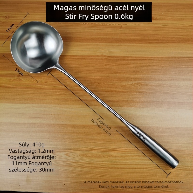 Rozsdamentes acél leveseskanál hosszú nyéllel, otthoni használatra, alkalmas forrófazékhoz és keveréshez, nagy kapacitás, elegáns kialakítás