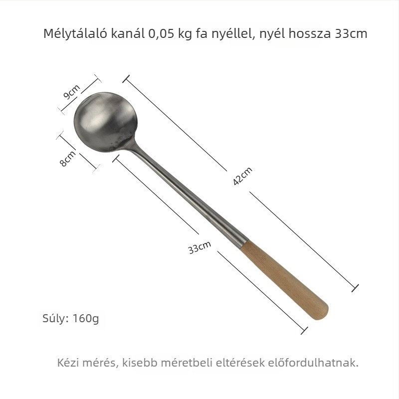 Rozsdamentes acél leveseskanál hosszú nyéllel, otthoni használatra, alkalmas forrófazékhoz és keveréshez, nagy kapacitás, elegáns kialakítás