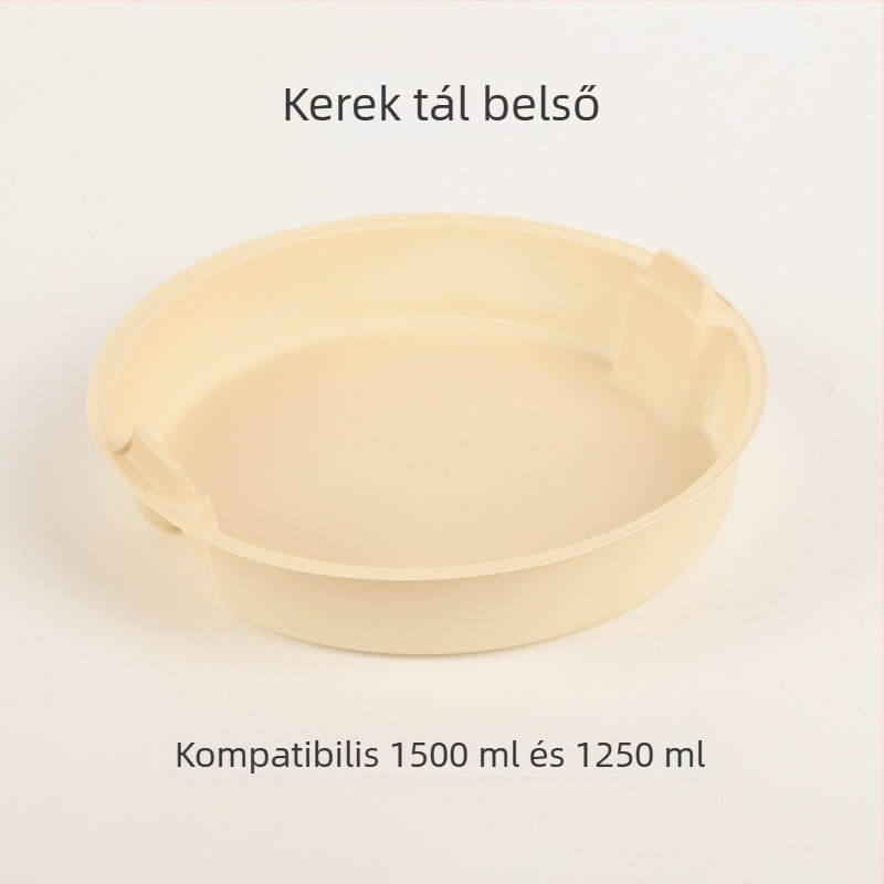 Egyszer használatos tál, élelmiszer-minőségű kukoricakeményítőből készült biológiailag lebomló edény, fedővel, kör alakú, kockás mintázatú, vastag kivitelben ebédcsomagoláshoz.