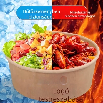 Kör alakú saláta- és gyümölcs papírtálak, egyszer használatos kraft papírdobozok