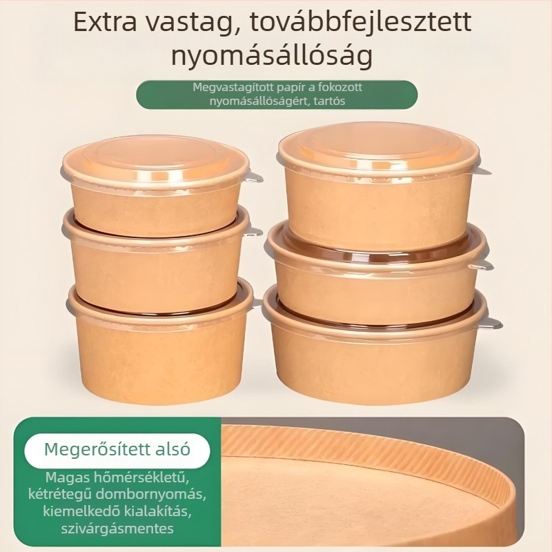 Kör alakú saláta- és gyümölcs papírtálak, egyszer használatos kraft papírdobozok