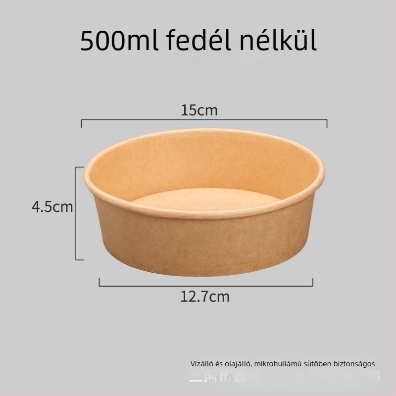 Kör alakú saláta- és gyümölcs papírtálak, egyszer használatos kraft papírdobozok