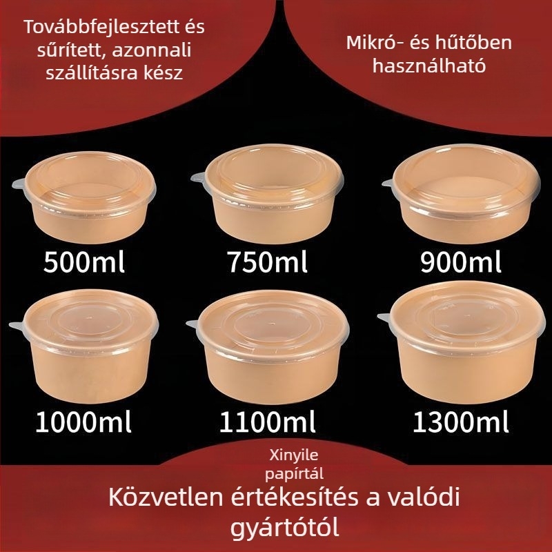 Kör alakú saláta- és gyümölcs papírtálak, egyszer használatos kraft papírdobozok