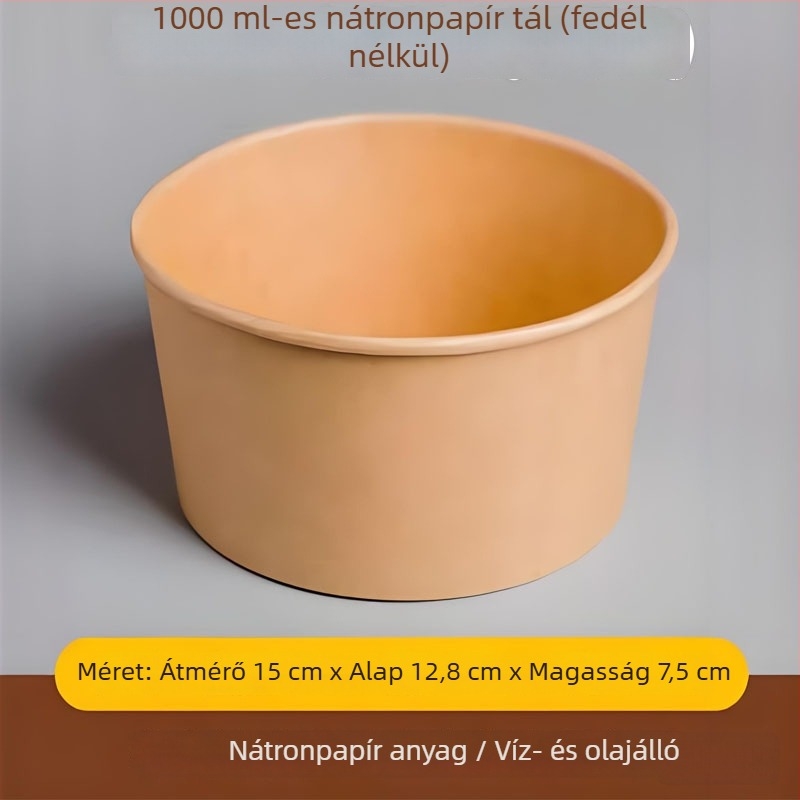Kör alakú saláta- és gyümölcs papírtálak, egyszer használatos kraft papírdobozok