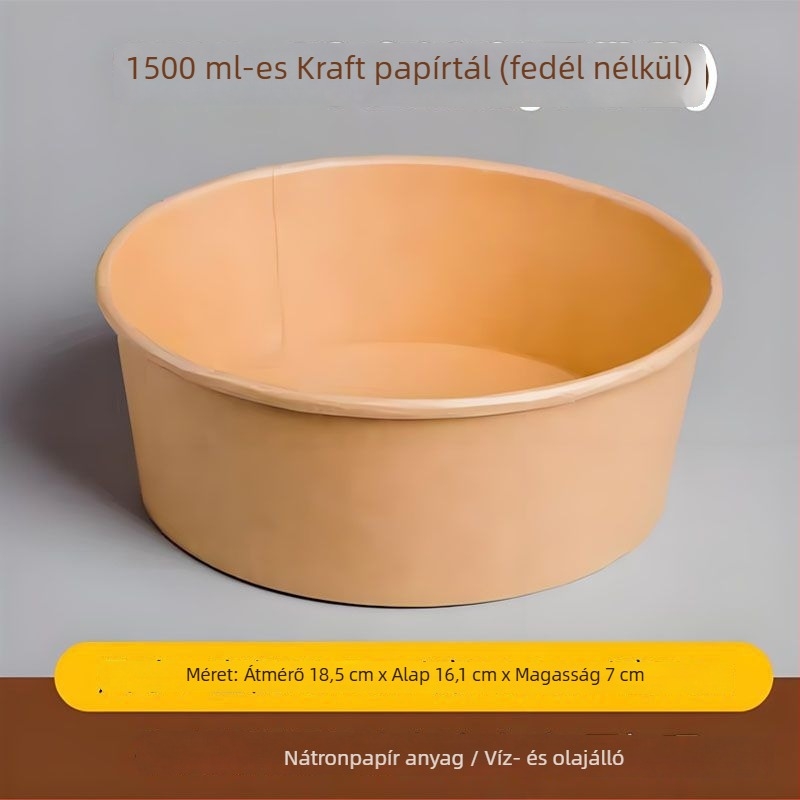 Kör alakú saláta- és gyümölcs papírtálak, egyszer használatos kraft papírdobozok