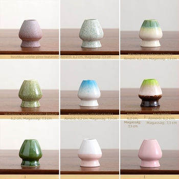 Kerámia matcha whisk tartó, japán stílus, retro máz, teaceremónia kiegészítő
