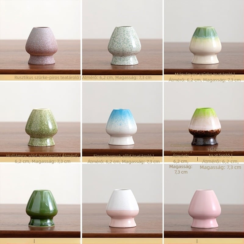 Kerámia matcha whisk tartó, japán stílus, retro máz, teaceremónia kiegészítő