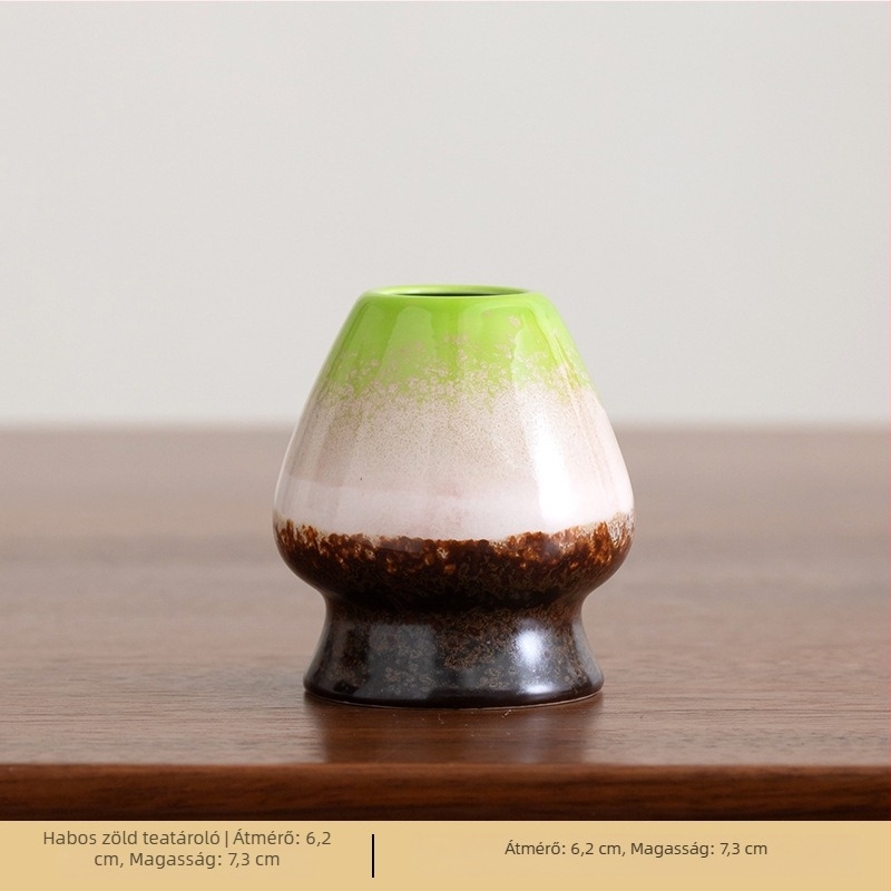 Kerámia matcha whisk tartó, japán stílus, retro máz, teaceremónia kiegészítő