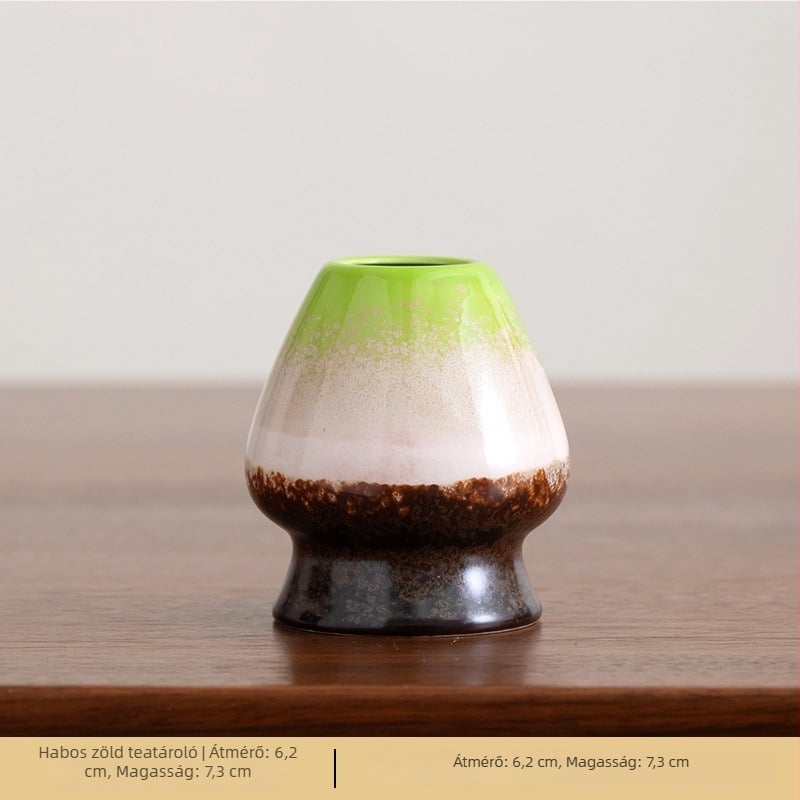 Kerámia matcha whisk tartó, japán stílus, retro máz, teaceremónia kiegészítő