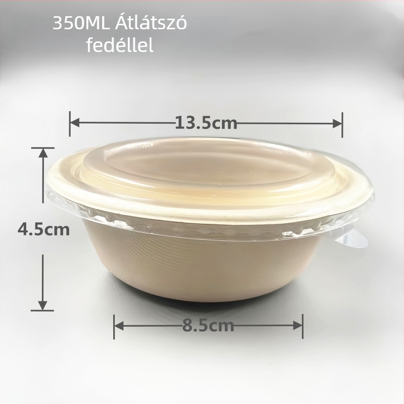 Egyszer használatos, biológiailag lebomló papír-pulpából készült kör alakú tál desszertekhez, taró pasta
