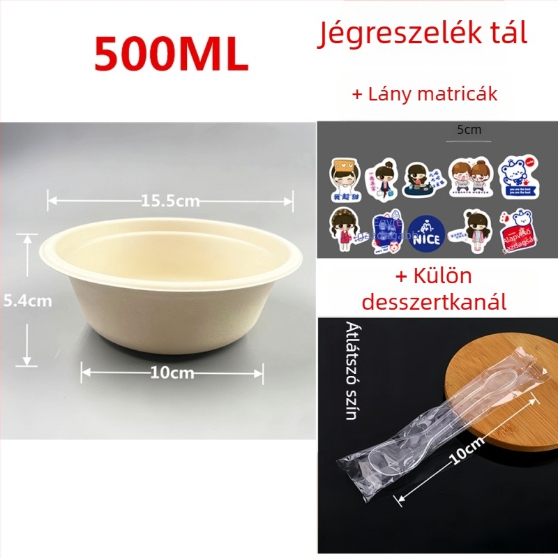 Egyszer használatos, biológiailag lebomló papír-pulpából készült kör alakú tál desszertekhez, taró pasta