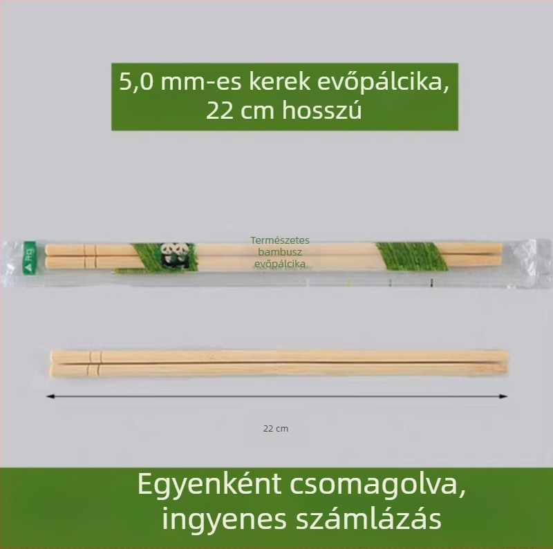 Egyszer használatos bambusz evőpálcika készlet négy az egyben evőeszközökkel és tokban, mikrohullámú sütőben használható